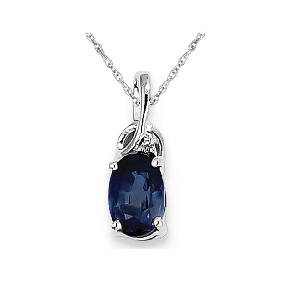 2/3 Carat (ctw) Natural Blue Sapphire Drop Pendant Necklace in Sterling Silver with Chain Image 1