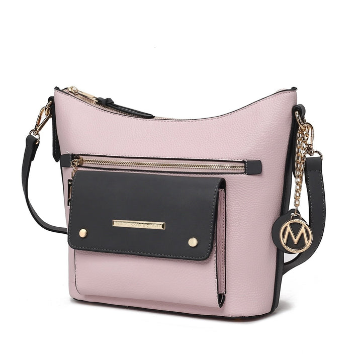 Serenity Color Block Multi-Functional Shoulder Bag Vegan Leather Womens Crossbody Bag by Mia K Image 2