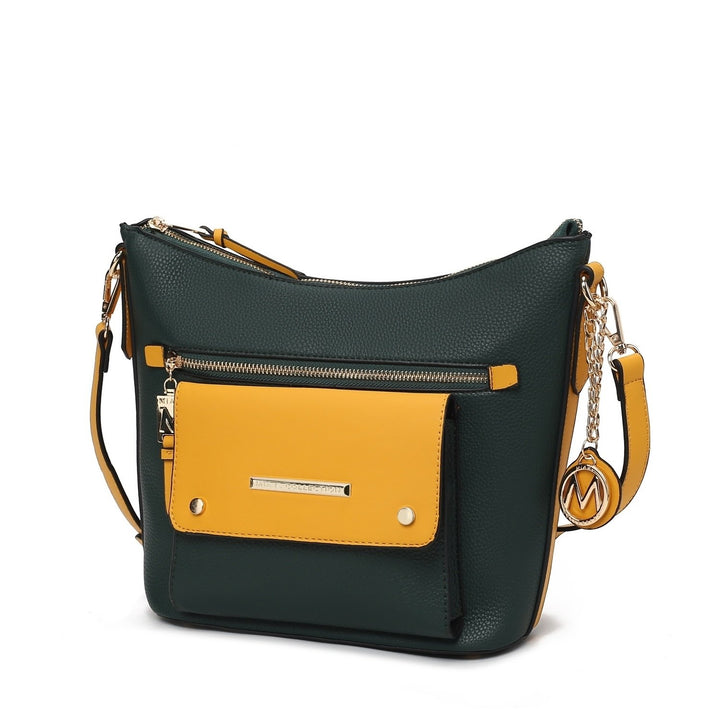 Serenity Color Block Multi-Functional Shoulder Bag Vegan Leather Womens Crossbody Bag by Mia K Image 10