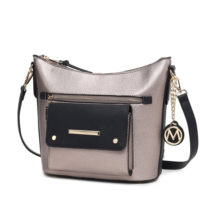 Serenity Color Block Multi-Functional Shoulder Bag Vegan Leather Womens Crossbody Bag by Mia K Image 1