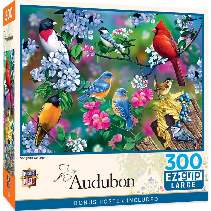 Audubon - Songbird Collage 300 Piece EZ Grip Jigsaw Puzzle Image 1