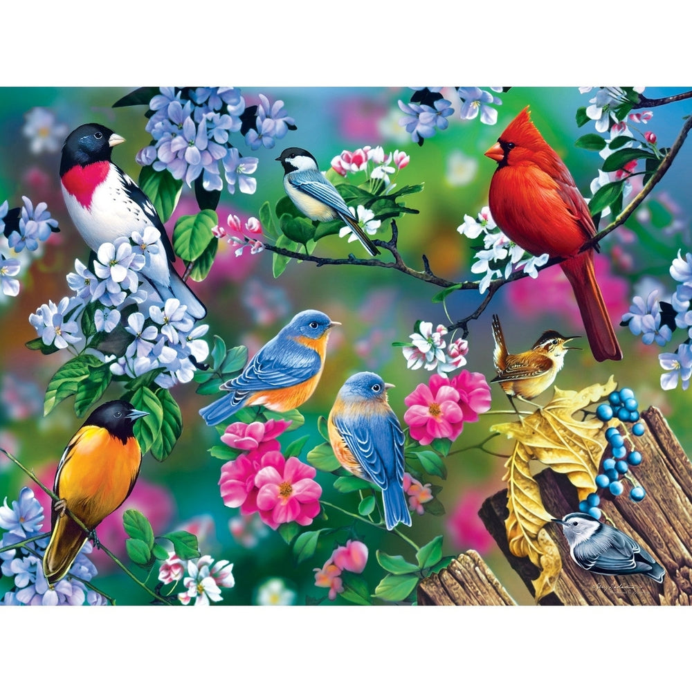 Audubon - Songbird Collage 300 Piece EZ Grip Jigsaw Puzzle Image 2