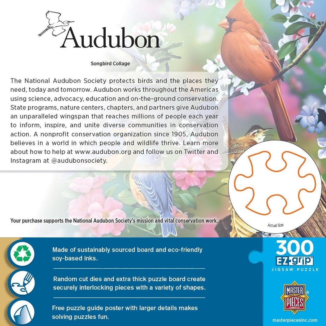 Audubon - Songbird Collage 300 Piece EZ Grip Jigsaw Puzzle Image 3