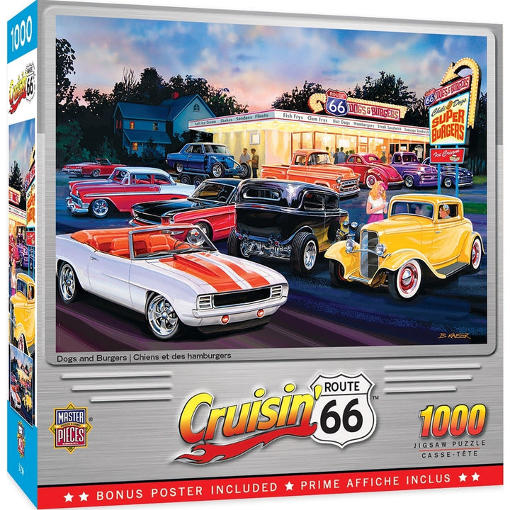 Cruisin' Route 66 - Dogs & Burgers 1000 Piece Puzzle Image 1