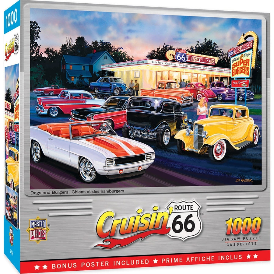 Cruisin' Route 66 - Dogs & Burgers 1000 Piece Puzzle Image 1