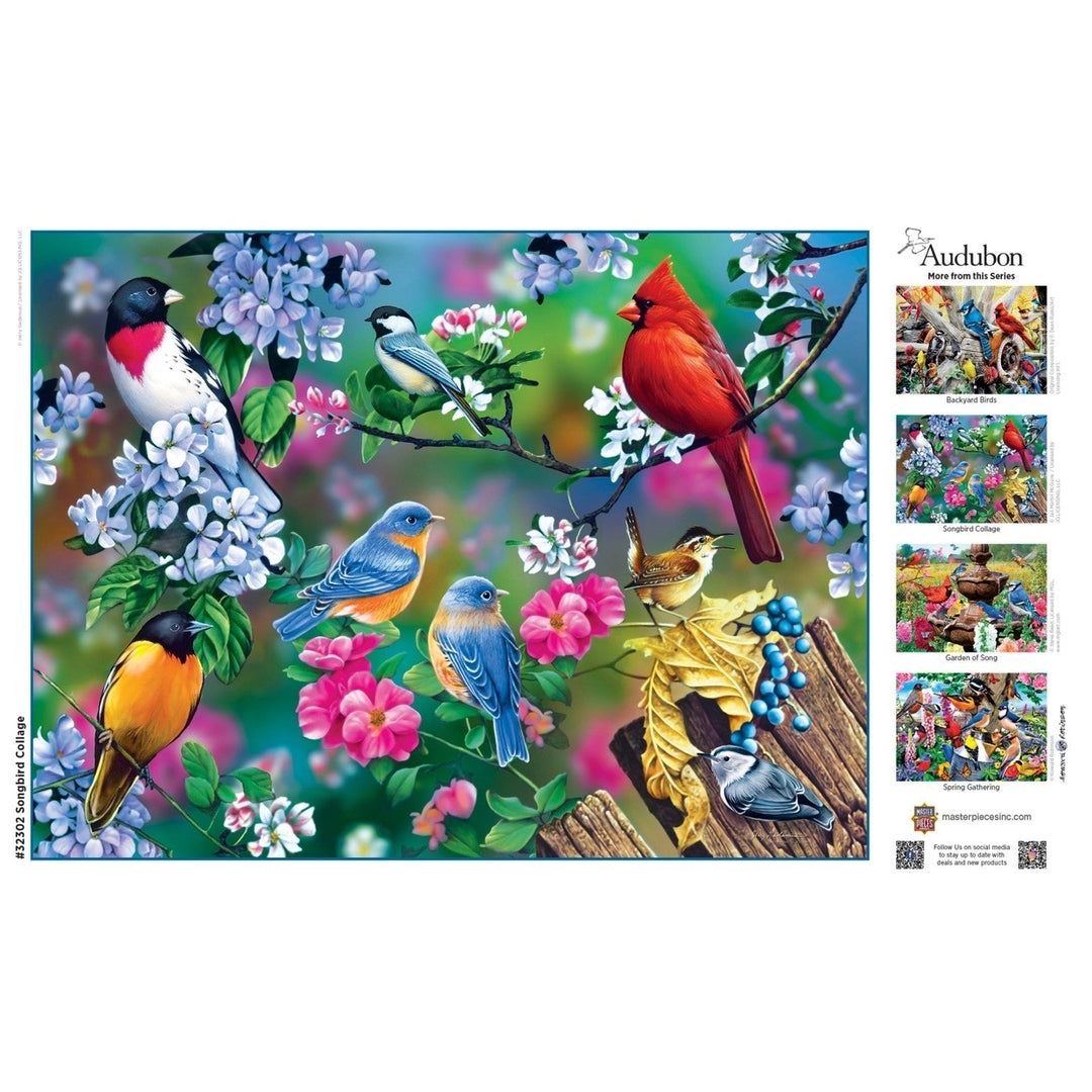Audubon - Songbird Collage 300 Piece EZ Grip Jigsaw Puzzle Image 4