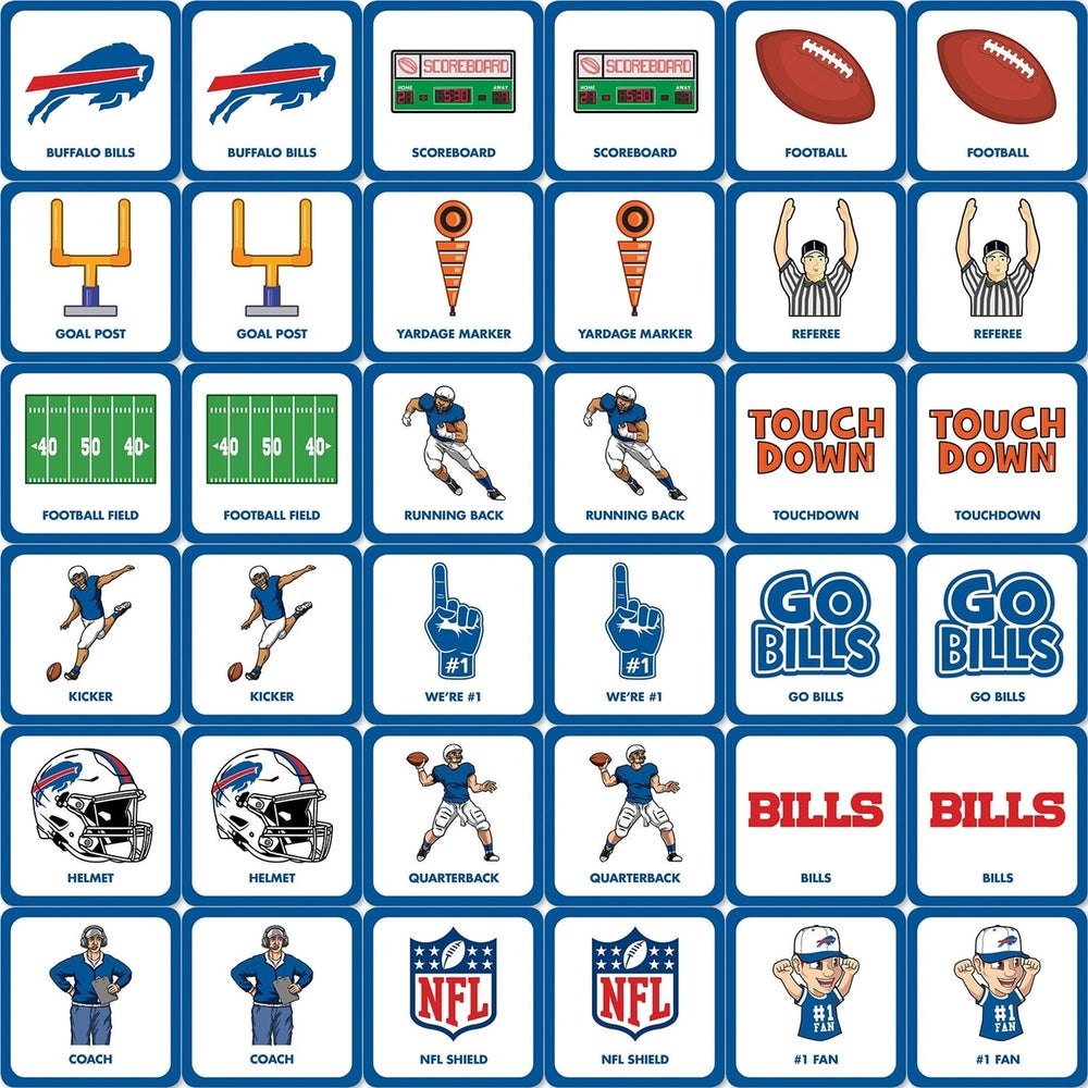 Buffalo Bills NFL Matching Game Family Fun Memory Card Game 18 Pairs Image 2