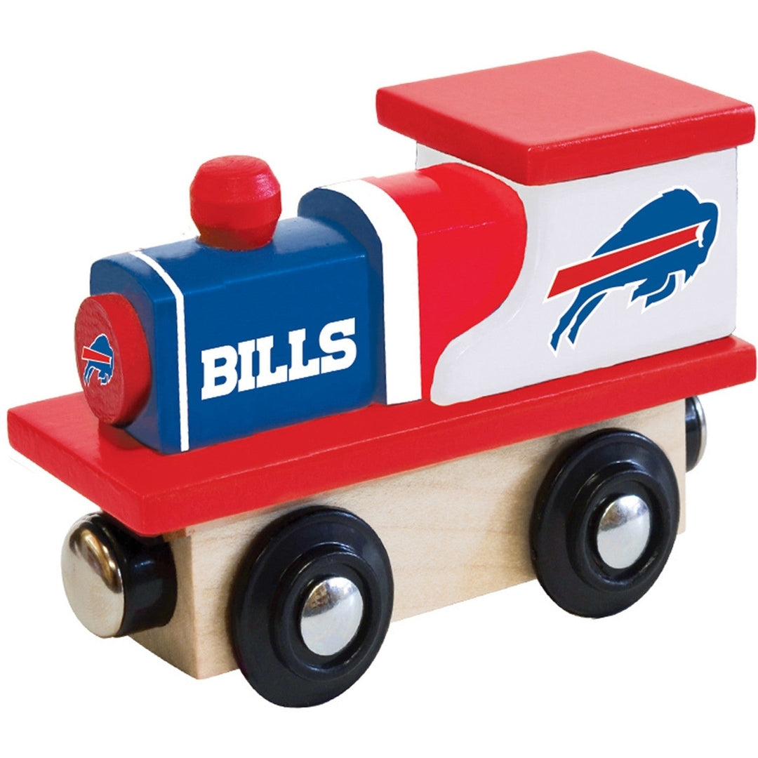 Buffalo Bills Wooden Toy Train Engine Compatible with 1 Inch Train Tracks Image 1