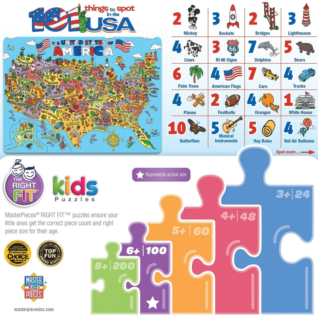 101 Things to Spot in the USA 100 Piece Kids Jigsaw Puzzle Image 3