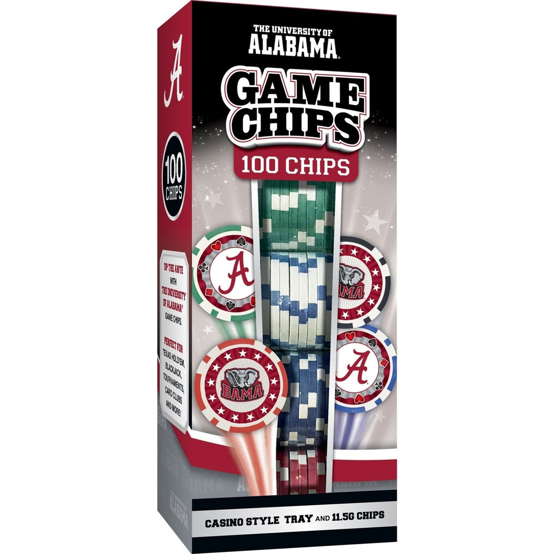 Alabama Crimson Tide 100 Piece Poker Chip Set Casino Style Team Colors Image 1