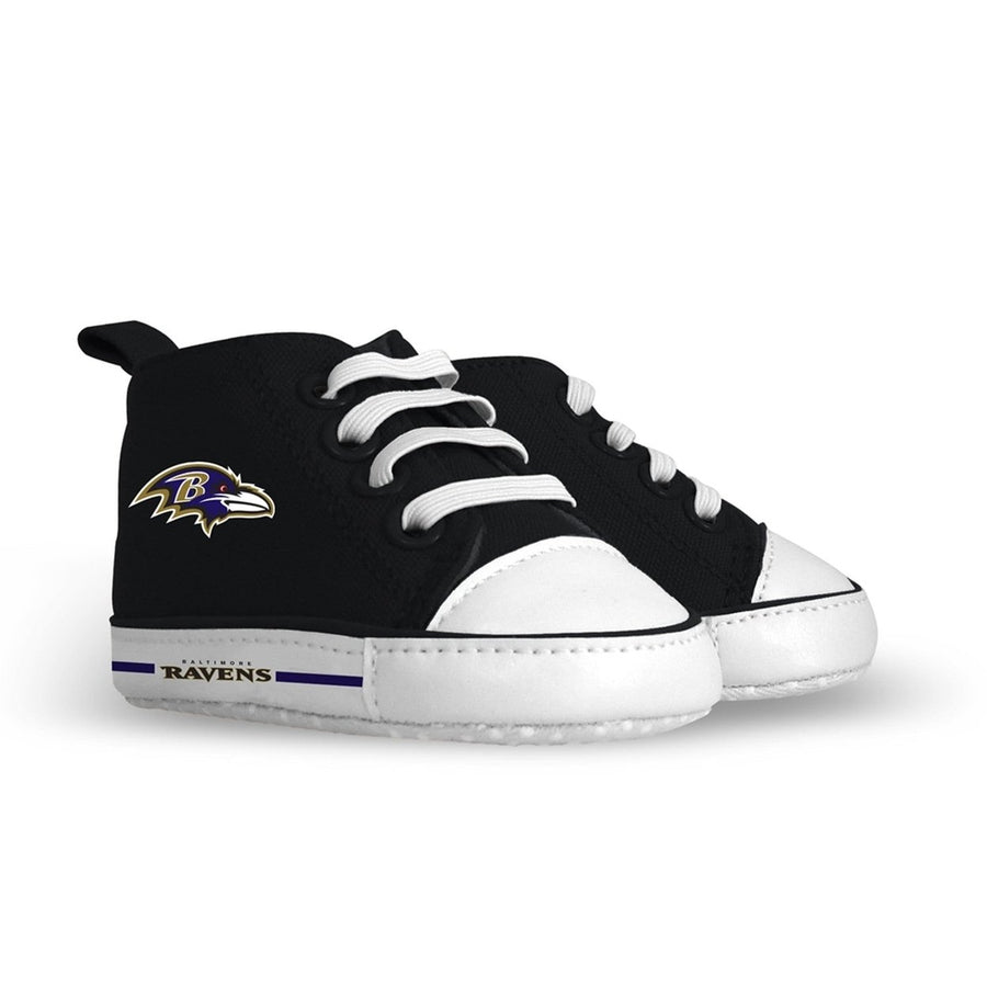 Baltimore Ravens Baby Shoes Unisex High Top Pre-Walkers Soft Fabric Grippers Image 1