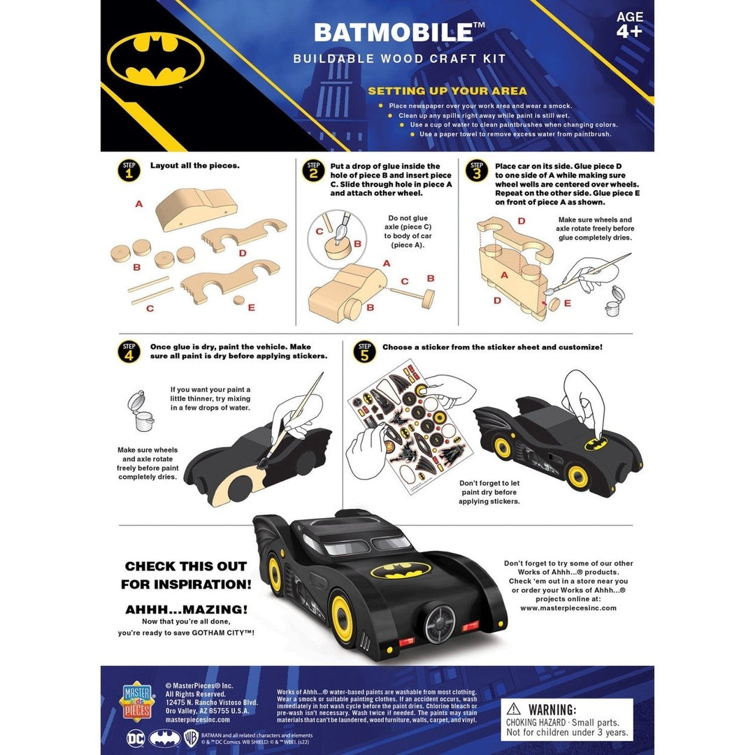 Batman - Mini Batmobile Wood Wood Craft and Paint Kit Image 4