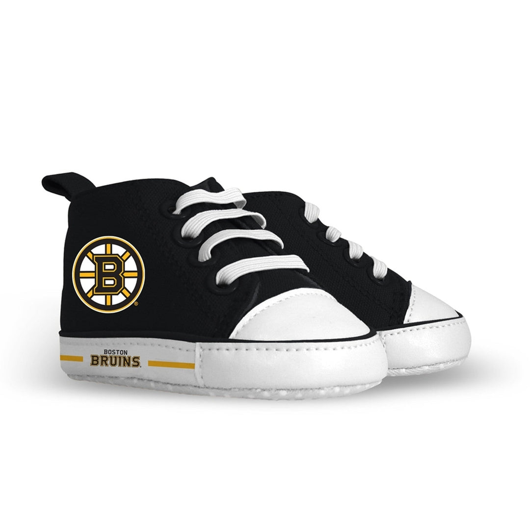 Boston Bruins Baby Shoes Unisex High Top Pre-Walkers Soft Fabric Grippers Image 1