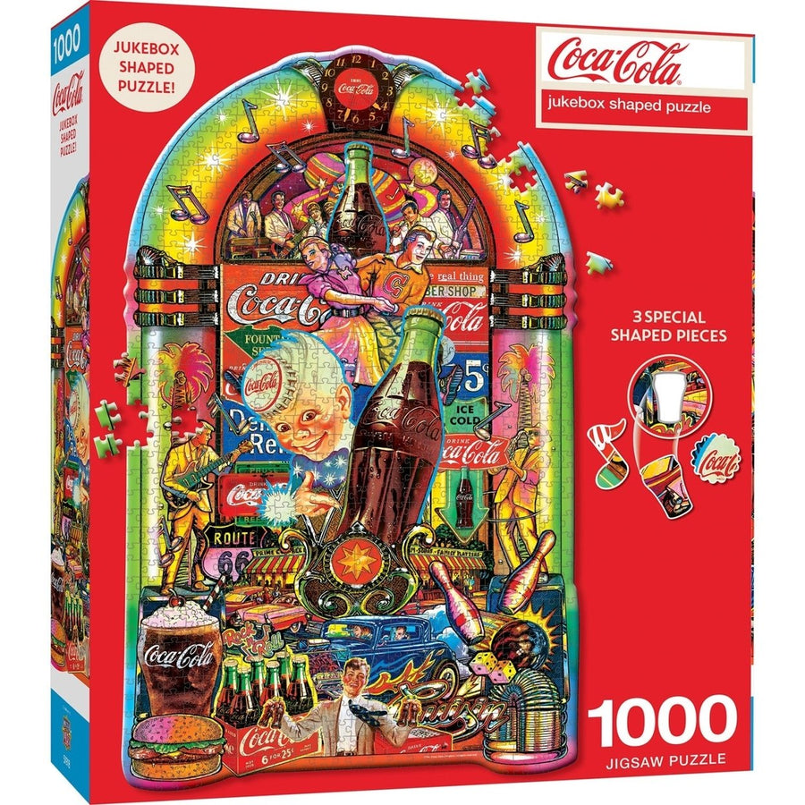 Coca-Cola Jukebox 1000 Piece Shaped Jigsaw Puzzle Recycled Material Retro Design Image 1