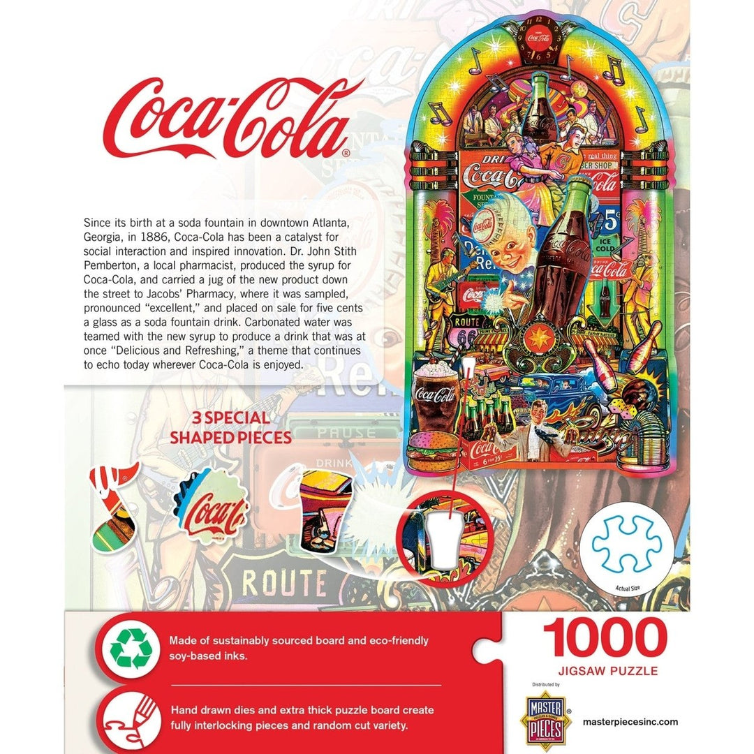 Coca-Cola Jukebox 1000 Piece Shaped Jigsaw Puzzle Recycled Material Retro Design Image 3