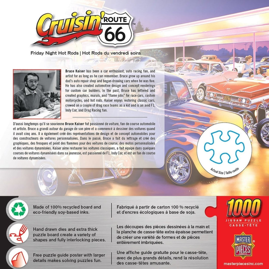Cruisin' Route 66 - Friday Night Hot Rods 1000 Piece Puzzle Image 3