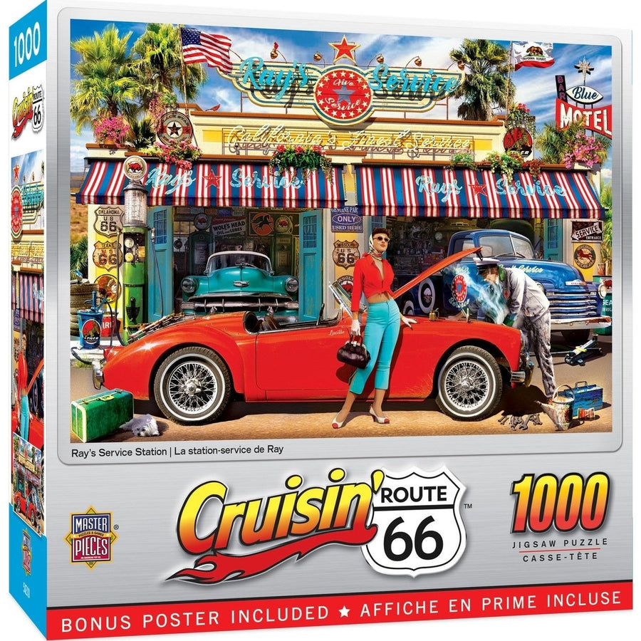 Cruisin Route 66 - Rays Service Station 1000 Piece Jigsaw Puzzle Image 1