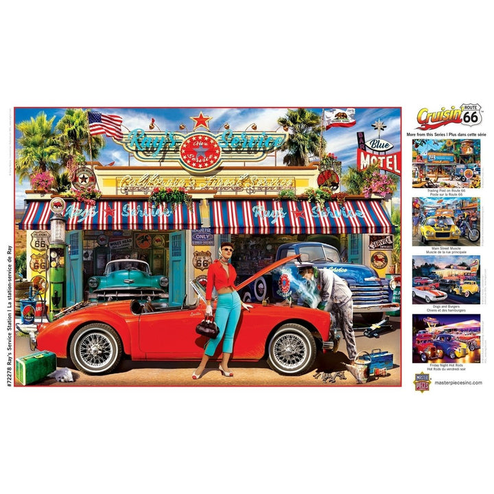 Cruisin Route 66 - Rays Service Station 1000 Piece Jigsaw Puzzle Image 4