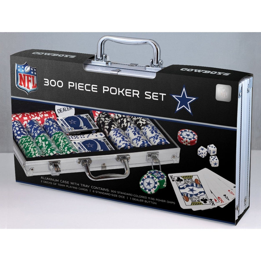 Dallas Cowboys 300 Piece Poker Set with Chips Cards and Dice in Aluminum Case Image 1