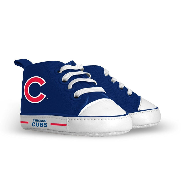 Chicago Cubs Baby Shoes High Top Pre-Walkers Soft Fabric Grippers Unisex 0-12M Image 1