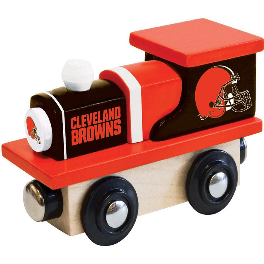 Cleveland Browns Wooden Toy Train Engine Official NFL Licensed Track Compatible Image 1