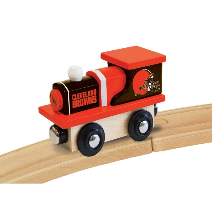 Cleveland Browns Wooden Toy Train Engine Official NFL Licensed Track Compatible Image 3