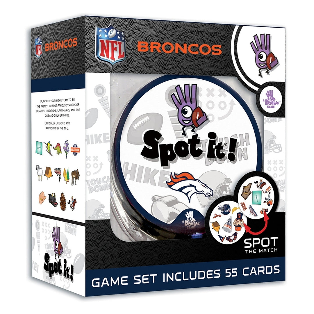 Denver Broncos Spot It! Card Game NFL Edition 55 Cards Family Game Ages 7+ Image 1