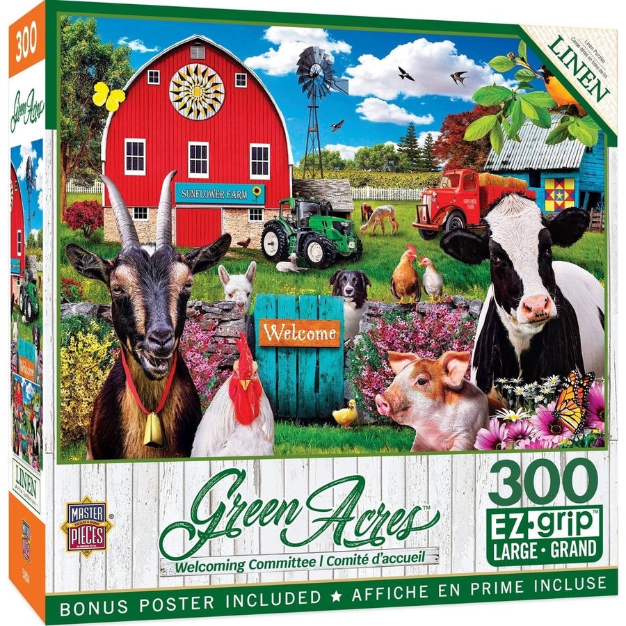 Green Acres EZ Grip Jigsaw Puzzle 300 Pieces Farm Animals Sunflower Farm Image 1