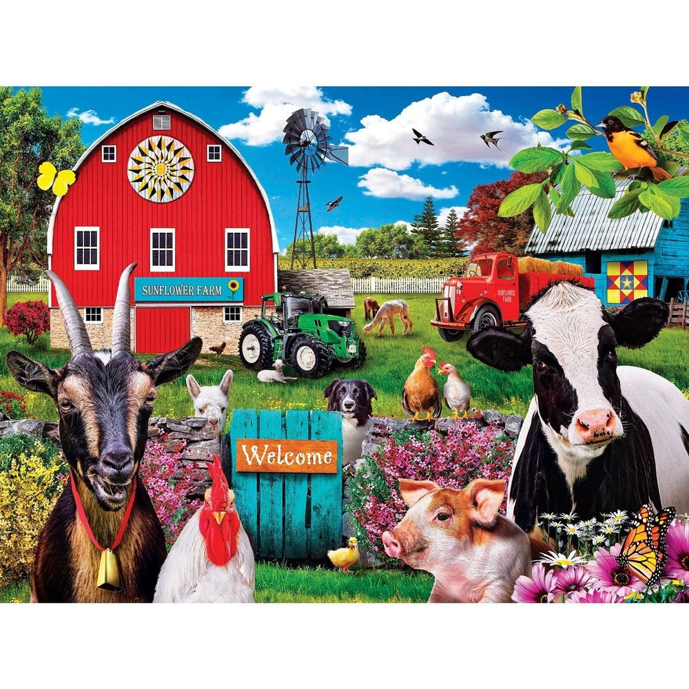 Green Acres EZ Grip Jigsaw Puzzle 300 Pieces Farm Animals Sunflower Farm Image 2