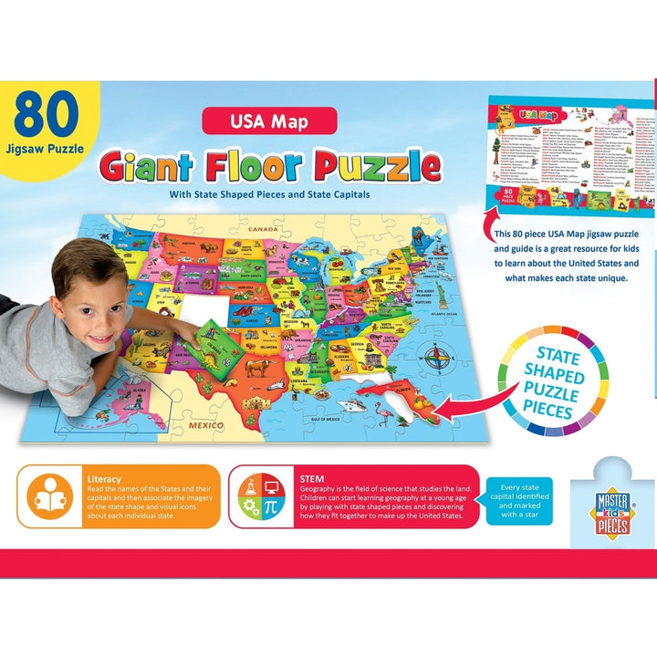 Explorer - USA Map 80 Piece Floor Puzzle Image 3