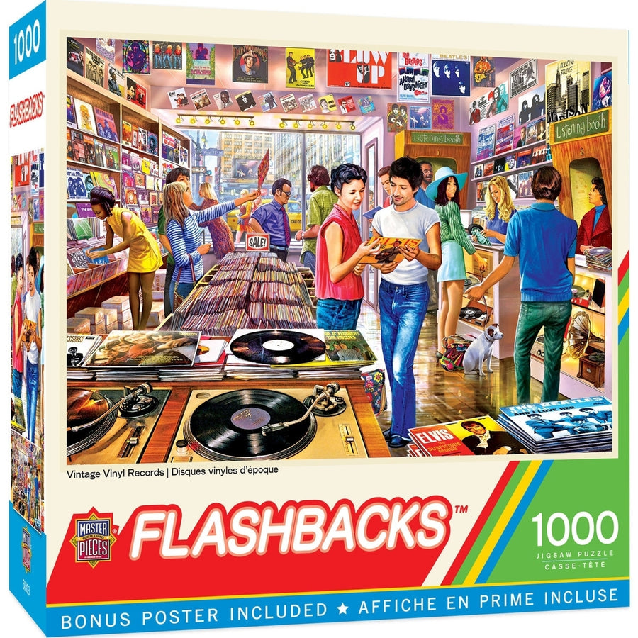 Flashbacks - Vintage Vinyl Records 1000 Piece Puzzle Image 1