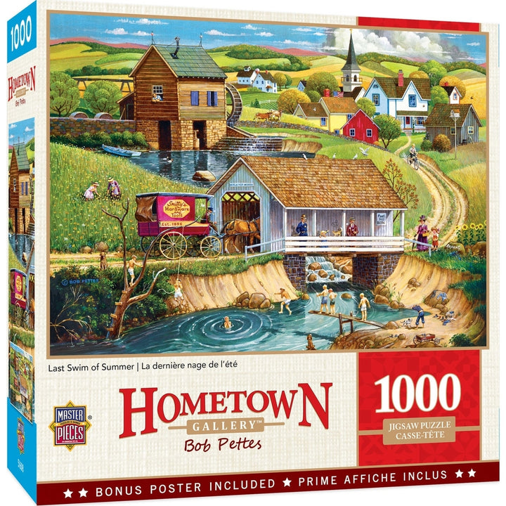 MasterPieces 1000 Piece Jigsaw Puzzle Hometown Gallery Last Swim of Summer Image 1