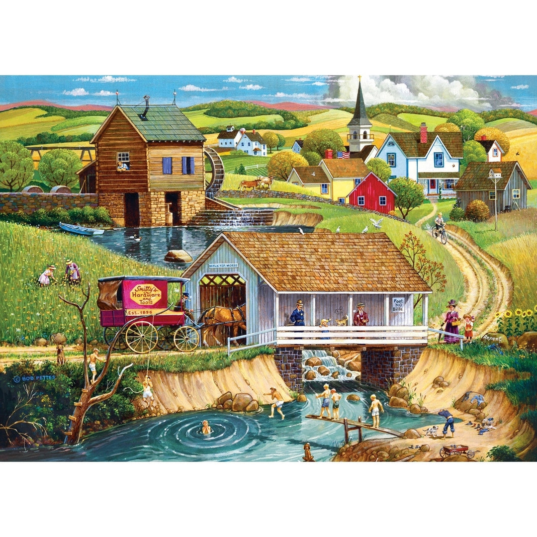 MasterPieces 1000 Piece Jigsaw Puzzle Hometown Gallery Last Swim of Summer Image 2