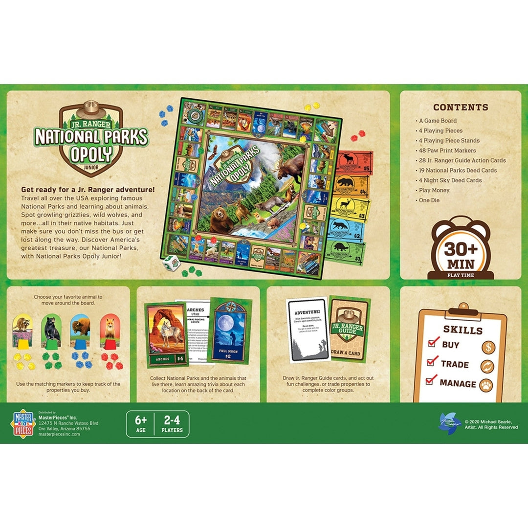 National Parks Opoly Junior Board Game Family Fun Adventure Kids Ages 5+ Image 4