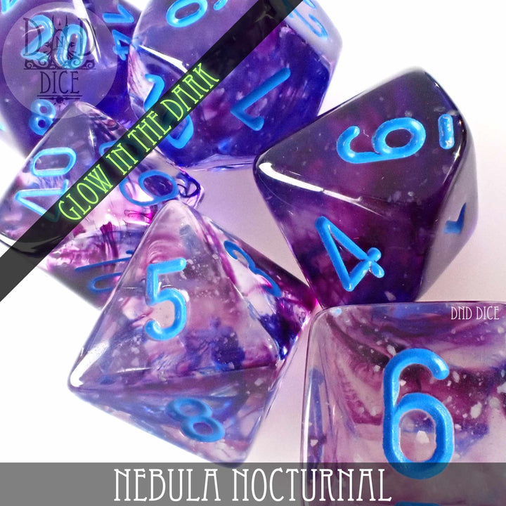 Nebula Nocturnal Gaming Dice 7 or 11 piece Set (Glow) Image 2