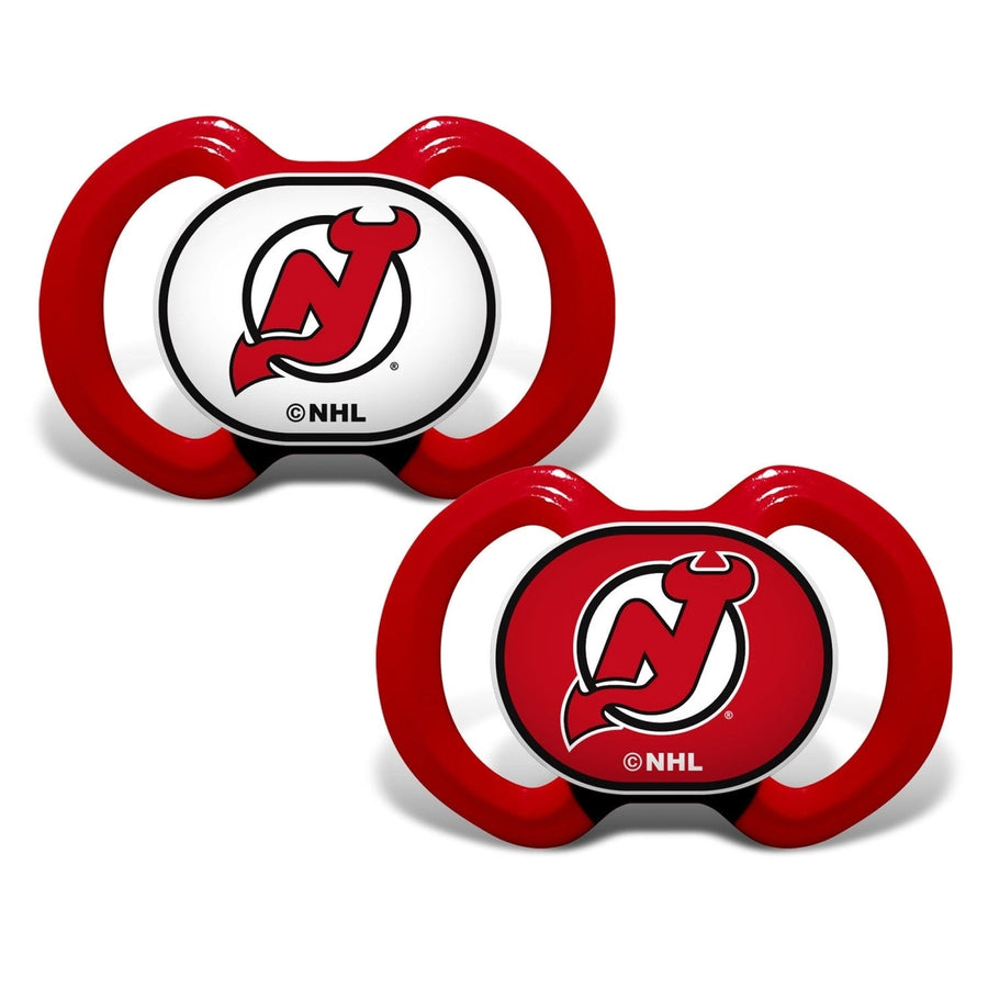 Jersey Devils Pacifier 2-Pack NHL Baby Soothers BPA-Free Infant 3 Months+ Image 1