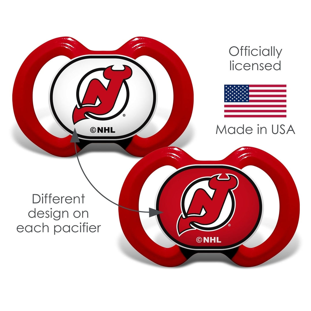 Jersey Devils Pacifier 2-Pack NHL Baby Soothers BPA-Free Infant 3 Months+ Image 4