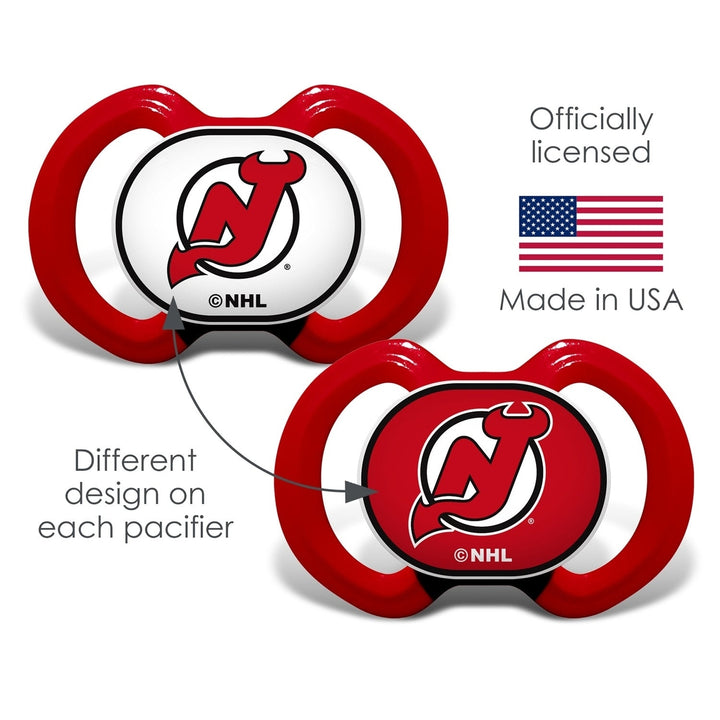 Jersey Devils Pacifier 2-Pack NHL Baby Soothers BPA-Free Infant 3 Months+ Image 4