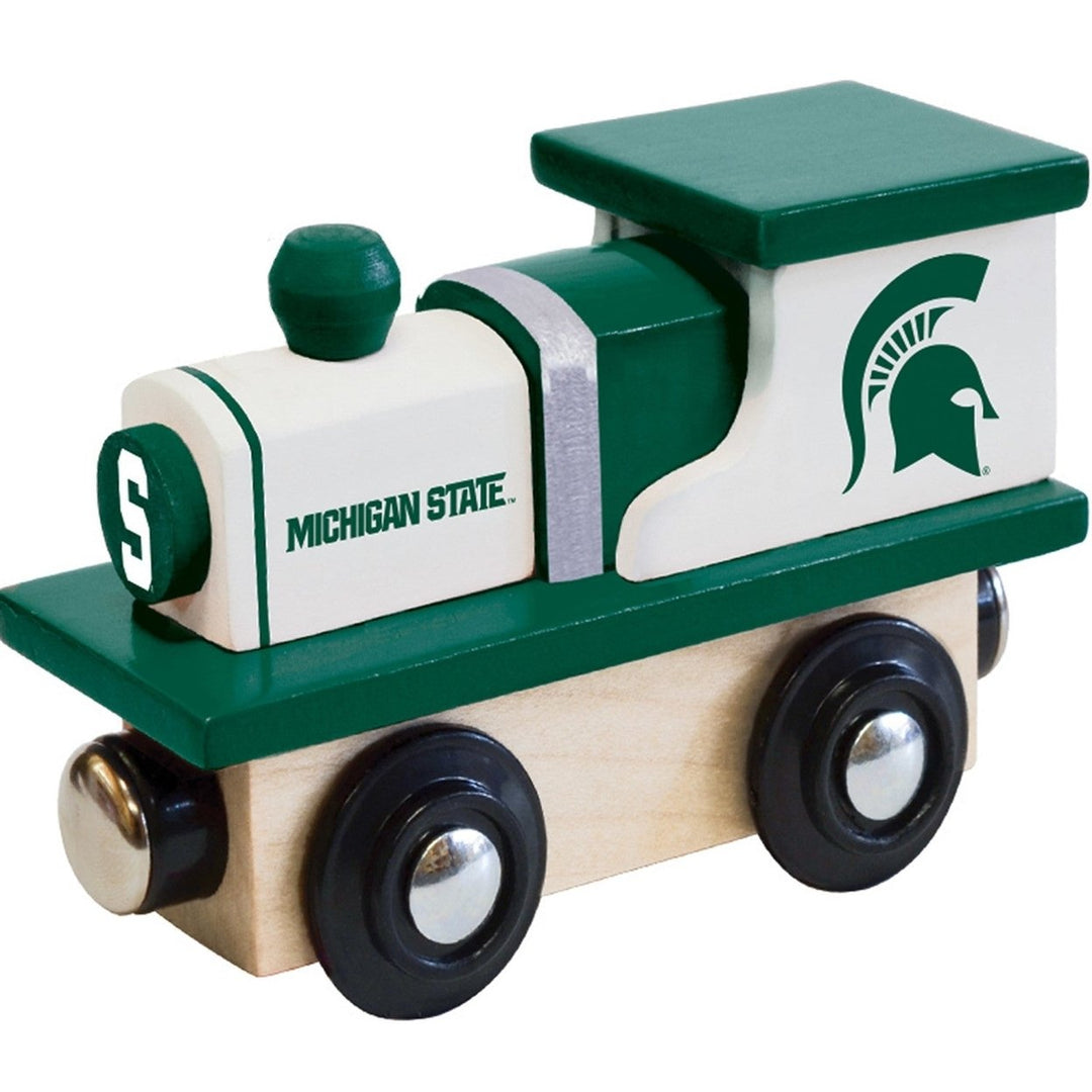 Michigan State Spartans Wooden Toy Train Engine NCAA Team Colors Officially Licensed Image 1