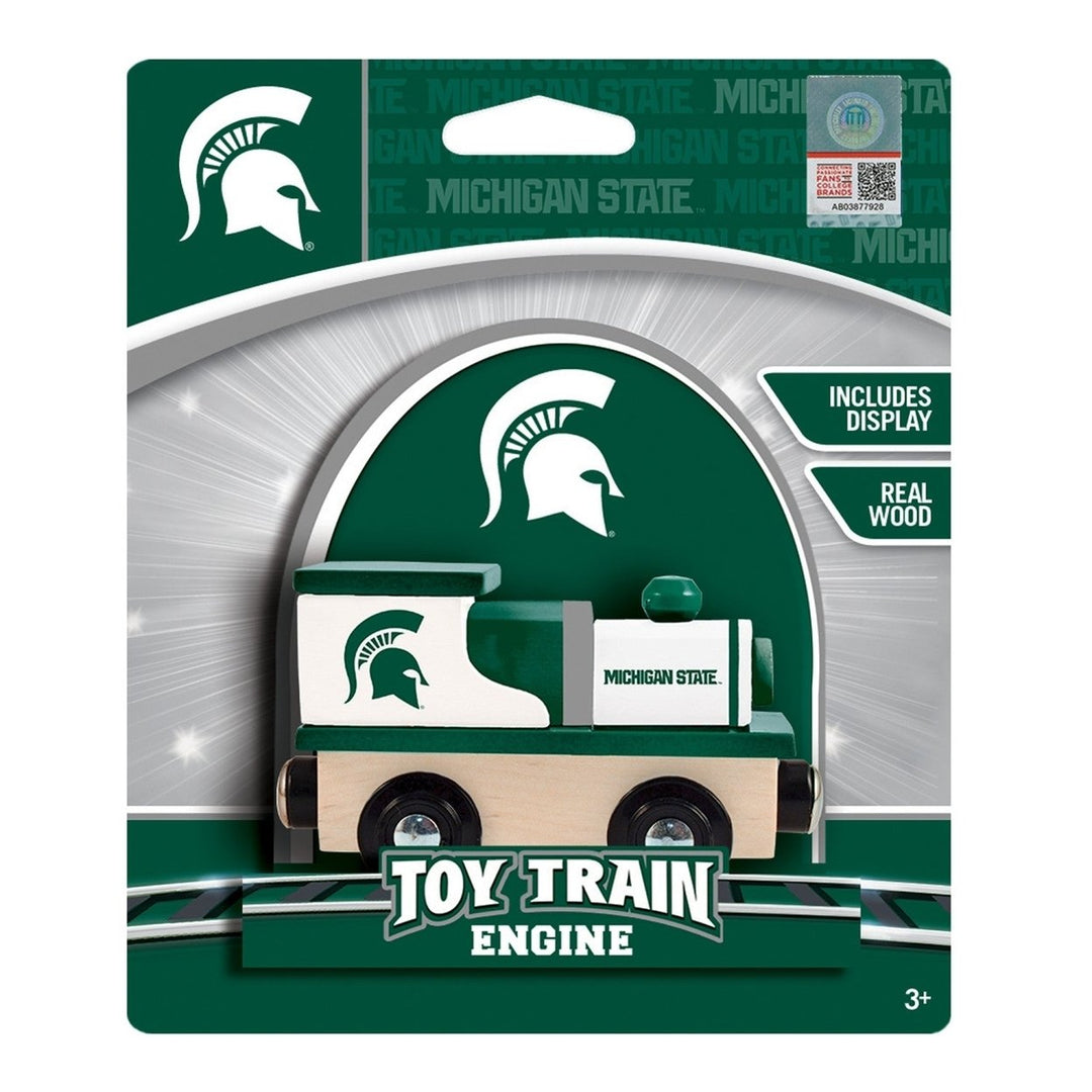 Michigan State Spartans Wooden Toy Train Engine NCAA Team Colors Officially Licensed Image 2