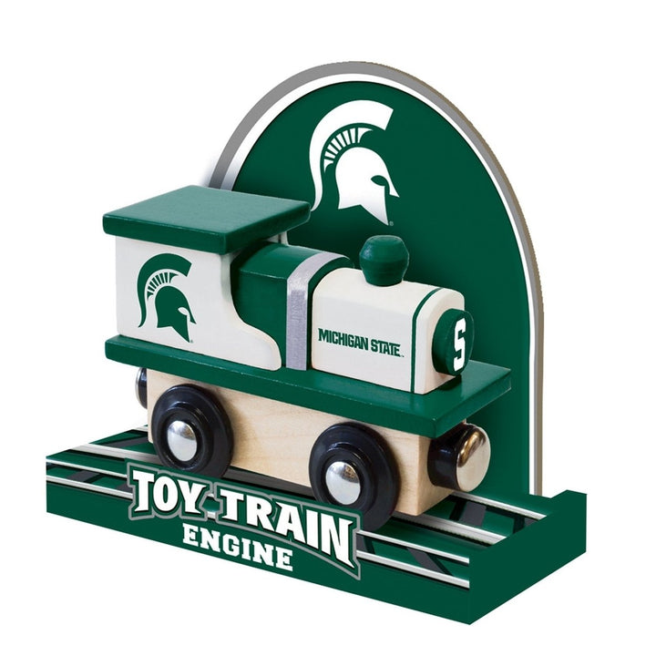 Michigan State Spartans Wooden Toy Train Engine NCAA Team Colors Officially Licensed Image 3