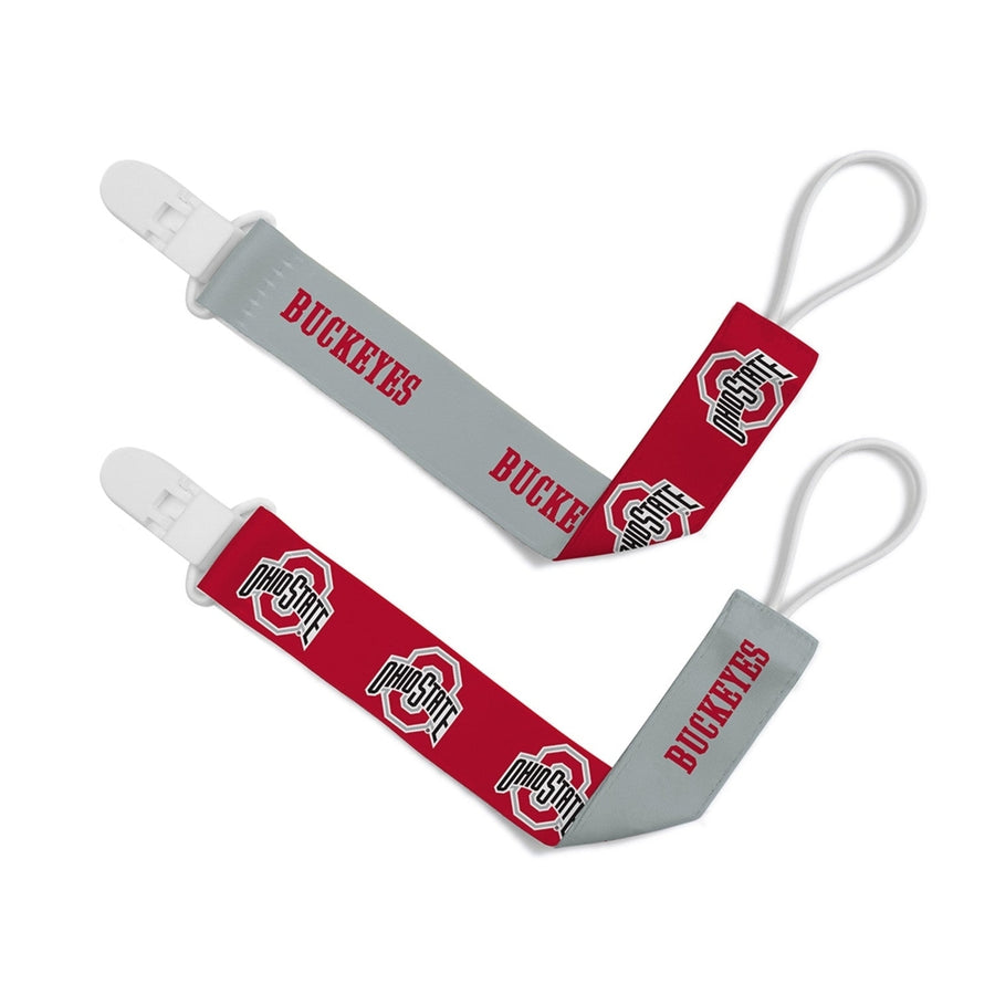 Ohio State Buckeyes NCAA Pacifier Clip 2-Pack Team Color High-Grip Clips Image 1