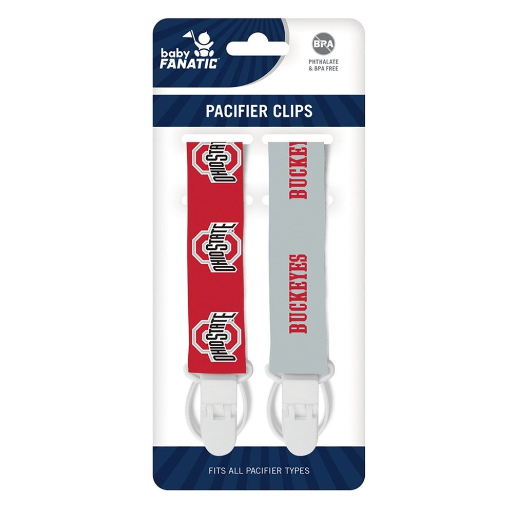 Ohio State Buckeyes NCAA Pacifier Clip 2-Pack Team Color High-Grip Clips Image 2