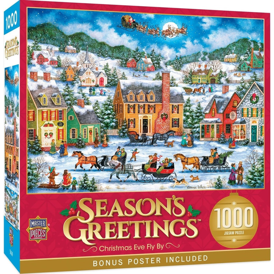 MasterPieces Christmas Eve Fly By 1000 Piece Jigsaw Puzzle 19.25x26.75 inches Image 1