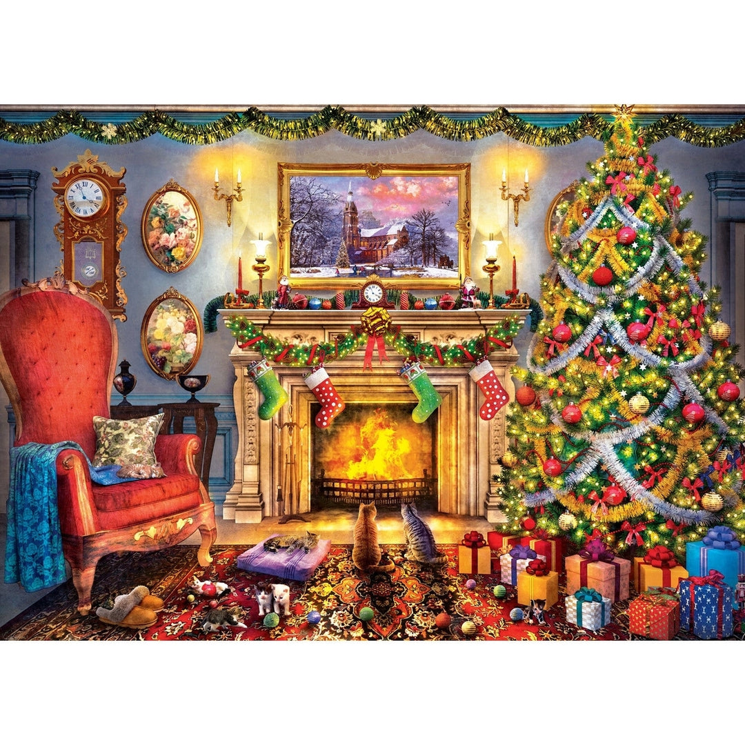 Season's Greetings - Festive Fireplace 1000 Piece Puzzle Image 2