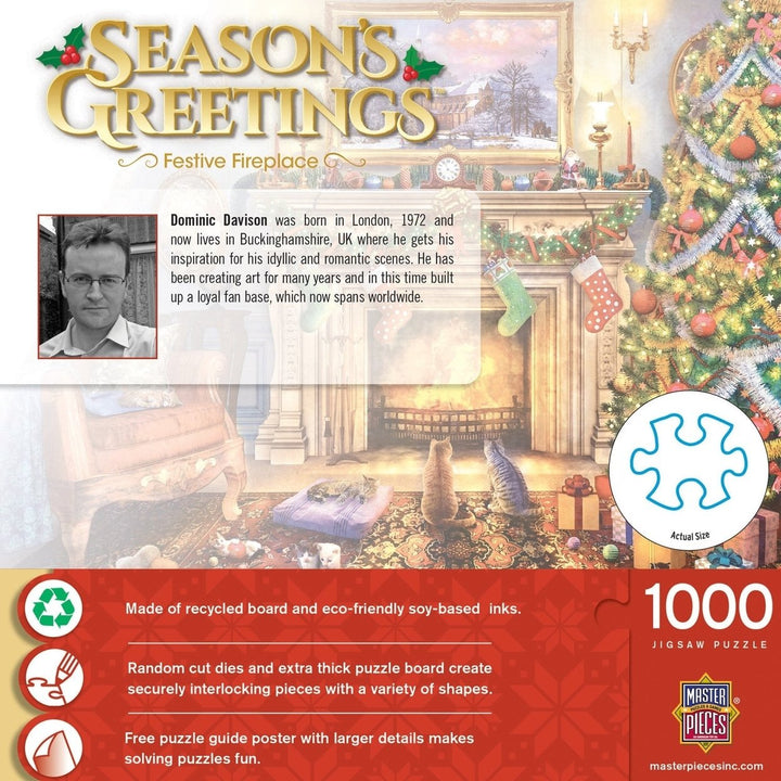 Season's Greetings - Festive Fireplace 1000 Piece Puzzle Image 3