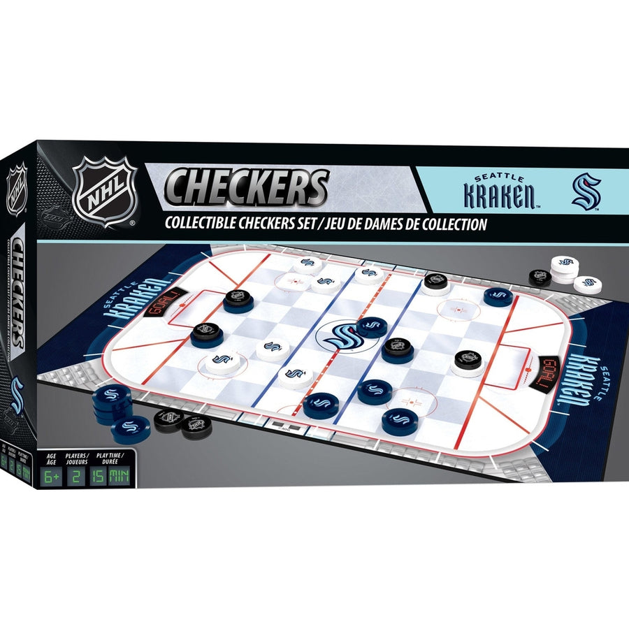 Seattle Kraken Checkers Board Game Officially Licensed 24 Pieces 13x21 Game Board Image 1