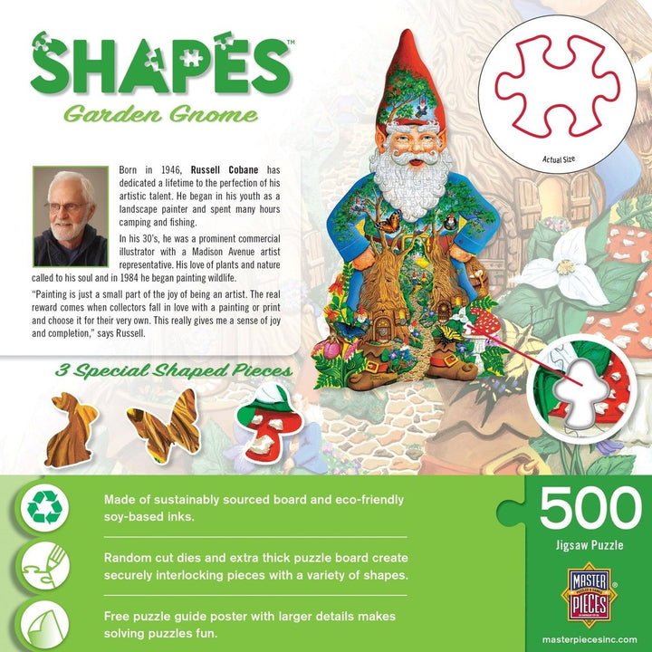 MasterPieces Garden Gnome 500 Piece Shaped Jigsaw Puzzle Eco-Friendly Chipboard Image 3