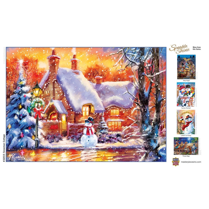 Sparkle & Shine - Snowman Cottage 500 Piece Glitter Puzzle Image 4