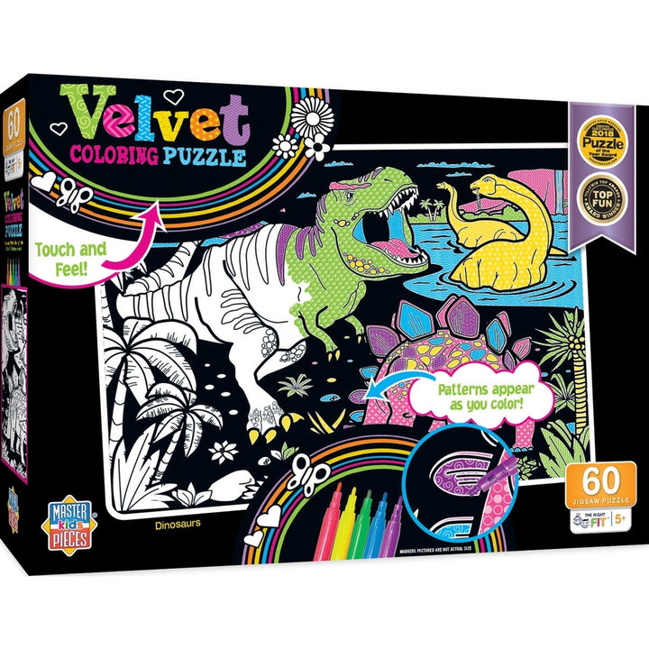 Velvet Coloring - Dinosaurs 60 Piece Jigsaw Puzzle Image 1